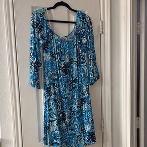 Lilly Pulitzer Vibrant Blue and White Long Sleeve Dress